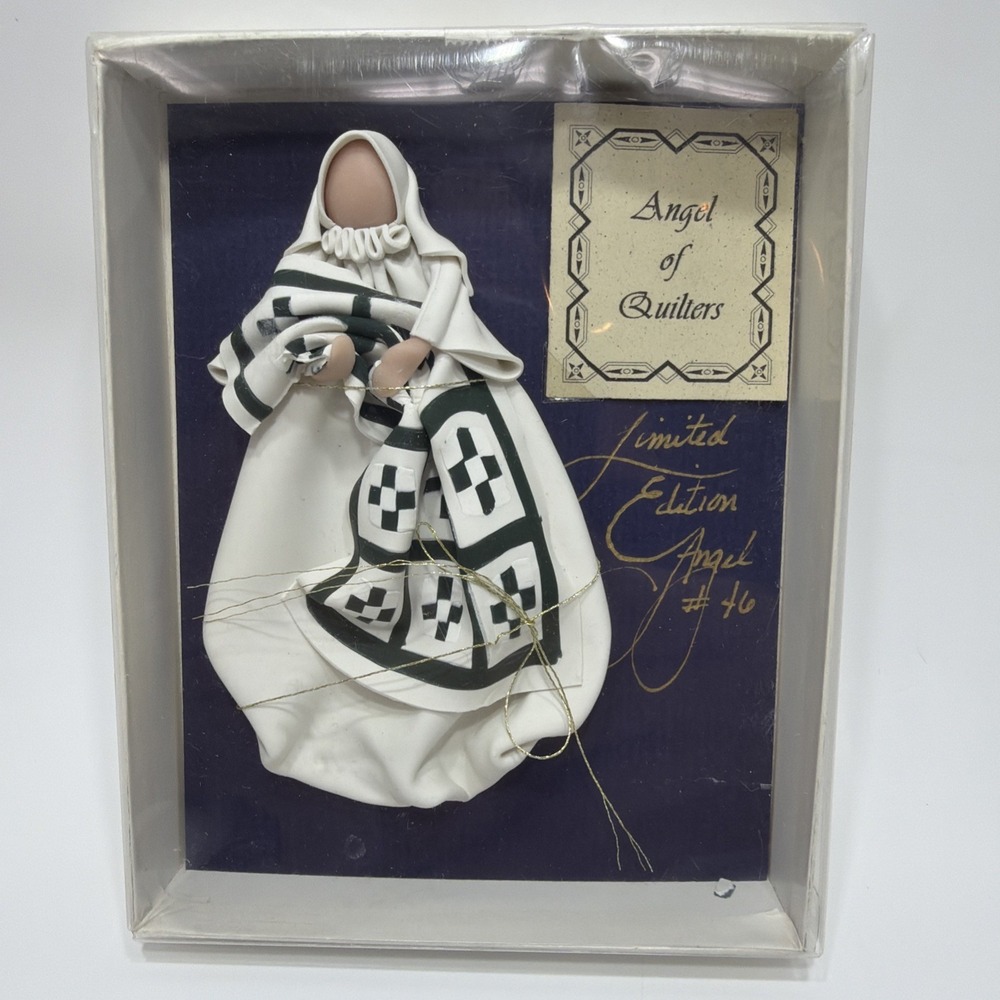 Vintage Angel Of Quilters Signed Christmas Ornament Quilt 5" Handcrafted 1996